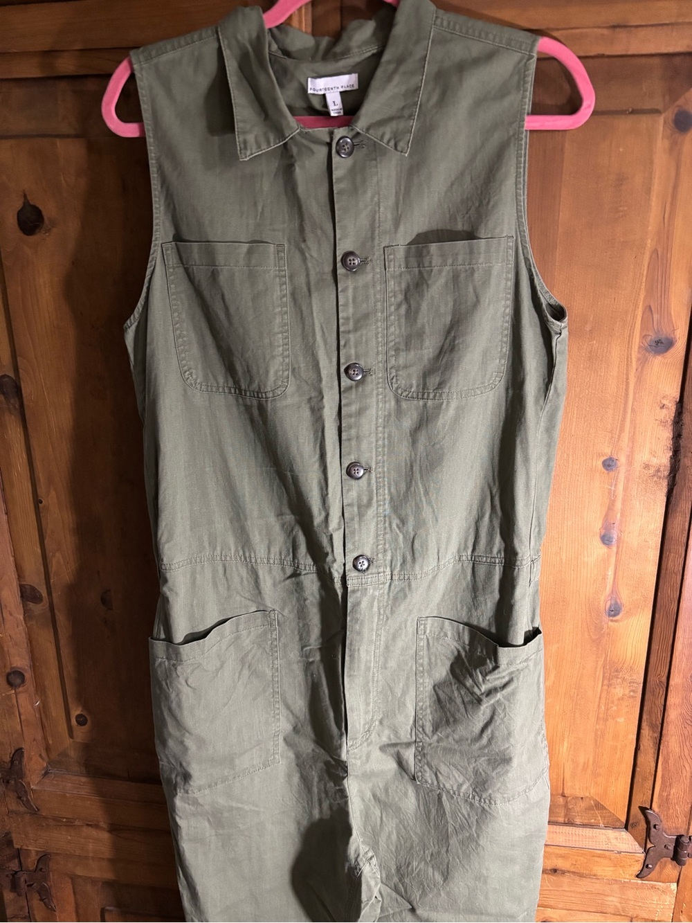 Sleeveless Utility Jumpsuit - Olive